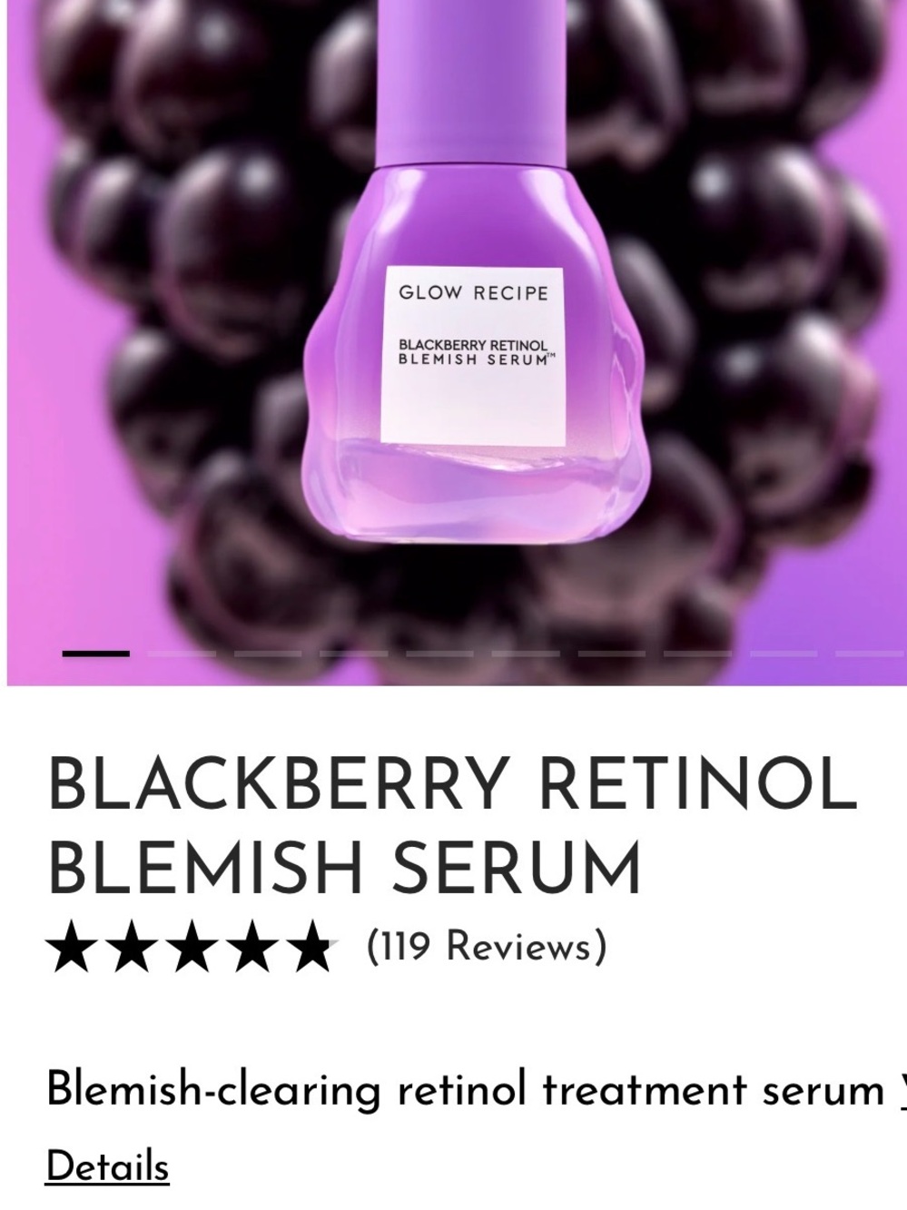 Glow Recipe Blackberry Retinol Blemish Serum -Full Sized
